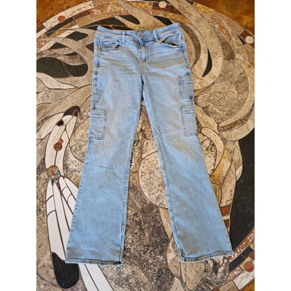 Women's American Eagle Kick Boot stretch cargo Jeans Blue Size 10